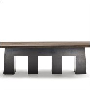 Dining Table in solid walnut wood top and base in forged iron 154-Basic