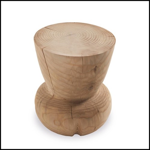 Stool in solid natural cedar wood 154-Cork