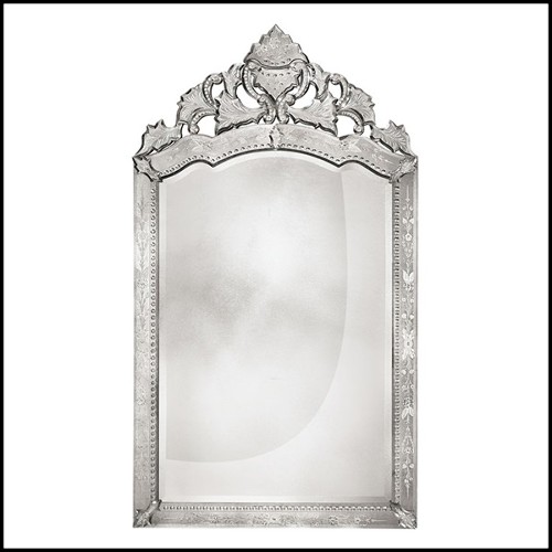 Miroir en bois massif et miroir biseauté finition antique 182-Lily