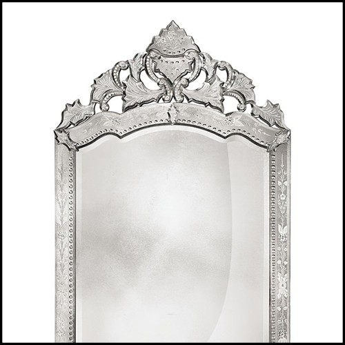 Miroir en bois massif et miroir biseauté finition antique 182-Lily