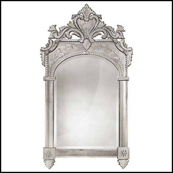 Miroir en bois massif avec verre miroir biseauté finition antique 182-Oracle