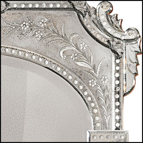 Miroir en bois massif avec verre miroir biseauté finition antique 182-Oracle