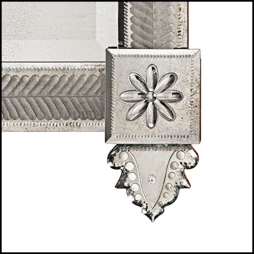 Miroir en bois massif avec verre miroir biseauté finition antique 182-Oracle