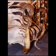 Chest in solid beech wood covered with real zebra skin PC-Zebra and Elk