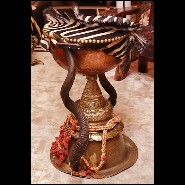 Side Table in solid brass and copper and with real zebra skin PC-Zebra Mane High