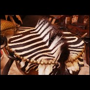 Table d'appoint en laiton massif et cuivre et avec véritable peau de zèbre PC-Zebra Mane High