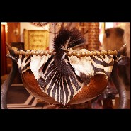 Side Table in solid brass and copper and with real zebra skin PC-Zebra Mane High