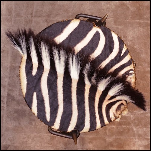 Side Table in solid brass and copper and with real zebra skin PC-Zebra Mane High