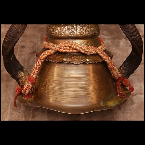 Table d'appoint en laiton massif et cuivre et avec véritable peau de zèbre PC-Zebra Mane High