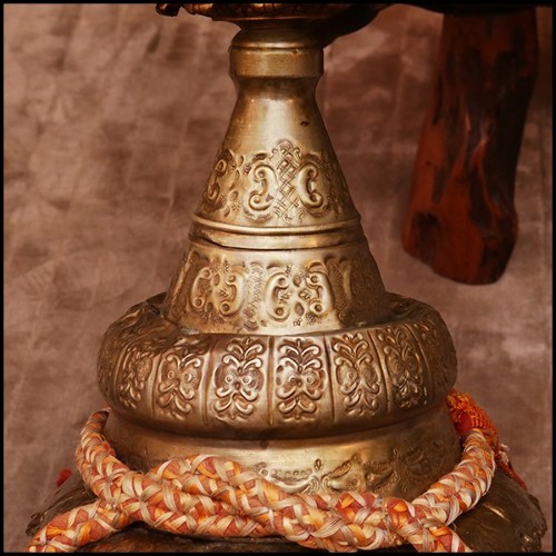 Table d'appoint en laiton massif et cuivre et avec véritable peau de zèbre PC-Zebra Mane High