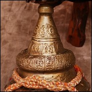 Table d'appoint en laiton massif et cuivre et avec véritable peau de zèbre PC-Zebra Mane High