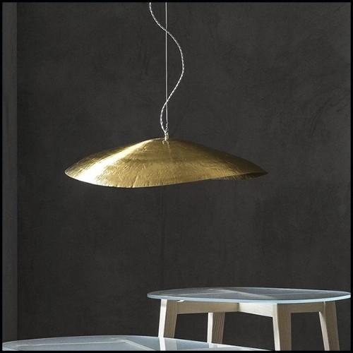 Suspension in matte solid brass 30-Leaf Gold Medium