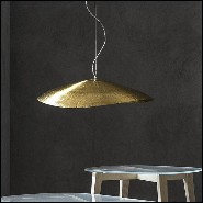 Suspension in matte solid brass 30-Leaf Gold Medium