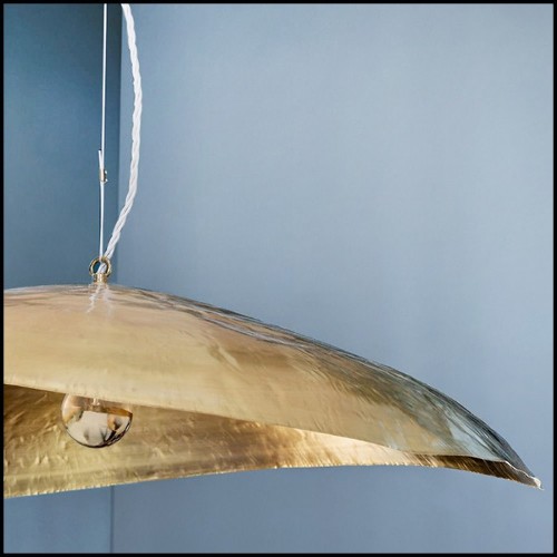 Suspension in matte solid brass 30-Leaf Gold Medium