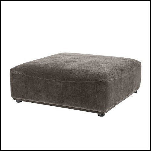 Pouf en bois avec assise couverte avec tissu coloris Granite Grey 24-Mondial Grey