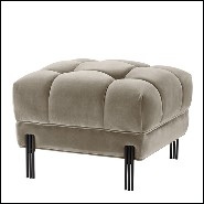 Tabouret en bois avec pieds en acier inoxydable et assise avec tissu velours 24-Sienna Greige