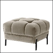 Stool in wood with legs in stainless steel and seat with velvet fabric 24-Sienna Greige