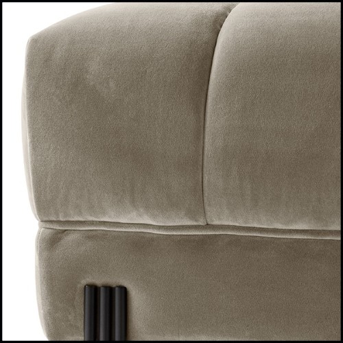 Tabouret en bois avec pieds en acier inoxydable et assise avec tissu velours 24-Sienna Greige