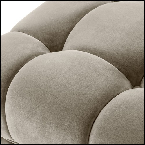 Stool in wood with legs in stainless steel and seat with velvet fabric 24-Sienna Greige