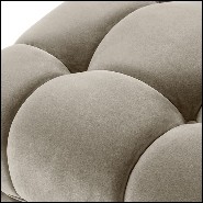 Stool in wood with legs in stainless steel and seat with velvet fabric 24-Sienna Greige