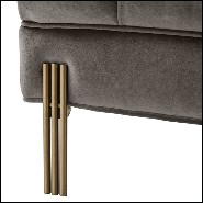 Tabouret en bois avec pieds en acier inoxydable et assise avec tissu velours 24-Sienna Grey