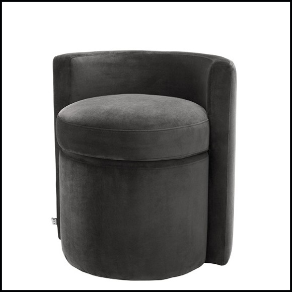 Stool in wood with seat and back with velvet fabric 24-Arcadia Dark