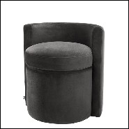 Stool in wood with seat and back with velvet fabric 24-Arcadia Dark