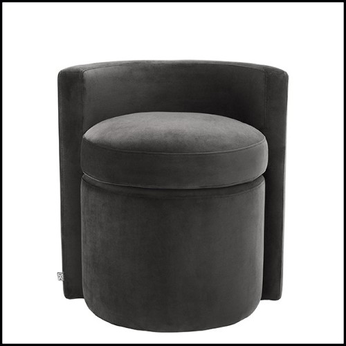 Tabouret en bois avec assise et dossier avec tissu velours 24-Arcadia Dark