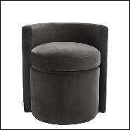 Stool in wood with seat and back with velvet fabric 24-Arcadia Dark