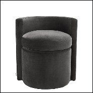 Tabouret en bois avec assise et dossier avec tissu velours 24-Arcadia Dark