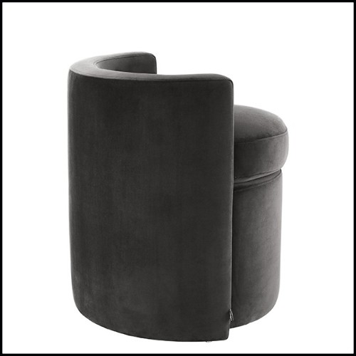 Stool in wood with seat and back with velvet fabric 24-Arcadia Dark