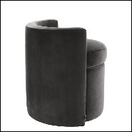 Stool in wood with seat and back with velvet fabric 24-Arcadia Dark