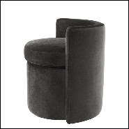 Tabouret en bois avec assise et dossier avec tissu velours 24-Arcadia Dark