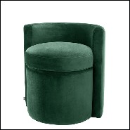 Tabouret en bois avec assise et dossier avec tissu velours 24-Arcadia Green