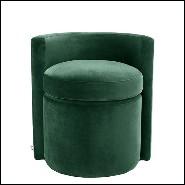 Stool in wood with seat and back with velvet fabric 24-Arcadia Green