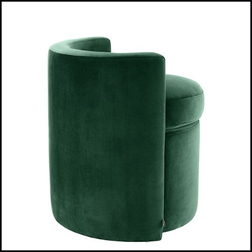 Stool in wood with seat and back with velvet fabric 24-Arcadia Green