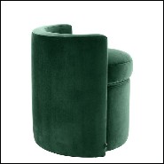 Stool in wood with seat and back with velvet fabric 24-Arcadia Green