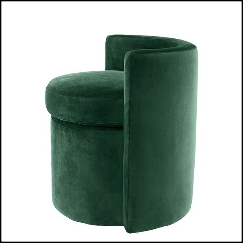 Tabouret en bois avec assise et dossier avec tissu velours 24-Arcadia Green