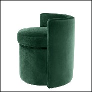 Stool in wood with seat and back with velvet fabric 24-Arcadia Green