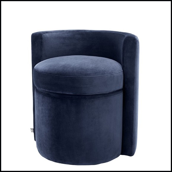 Stool in wood with seat and back with velvet fabric 24-Arcadia Blue