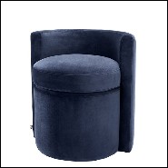 Stool in wood with seat and back with velvet fabric 24-Arcadia Blue