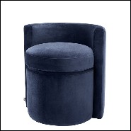 Tabouret en bois avec assise et dossier avec tissu velours 24-Arcadia Blue
