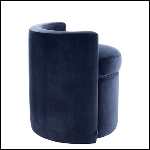Stool in wood with seat and back with velvet fabric 24-Arcadia Blue