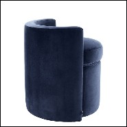 Stool in wood with seat and back with velvet fabric 24-Arcadia Blue