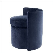 Stool in wood with seat and back with velvet fabric 24-Arcadia Blue