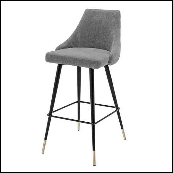 Bar stool in wood with legs in brass in black finish 24-Cedro Grey L