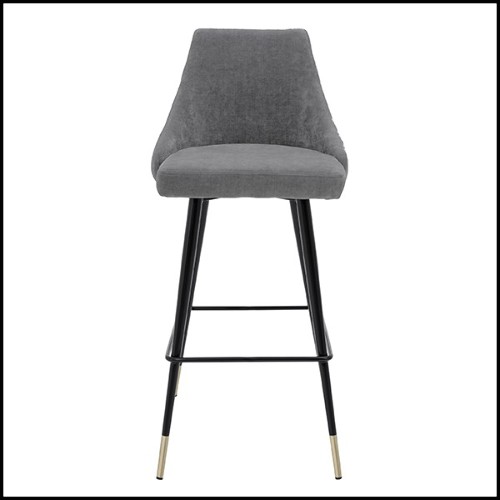 Bar stool in wood with legs in brass in black finish 24-Cedro Grey L