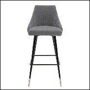 Bar stool in wood with legs in brass in black finish 24-Cedro Grey L