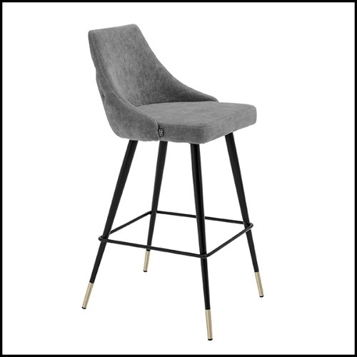 Tabouret de bar en bois avec pieds en laiton finition black 24-Cedro Grey L