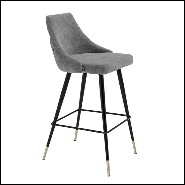 Tabouret de bar en bois avec pieds en laiton finition black 24-Cedro Grey L